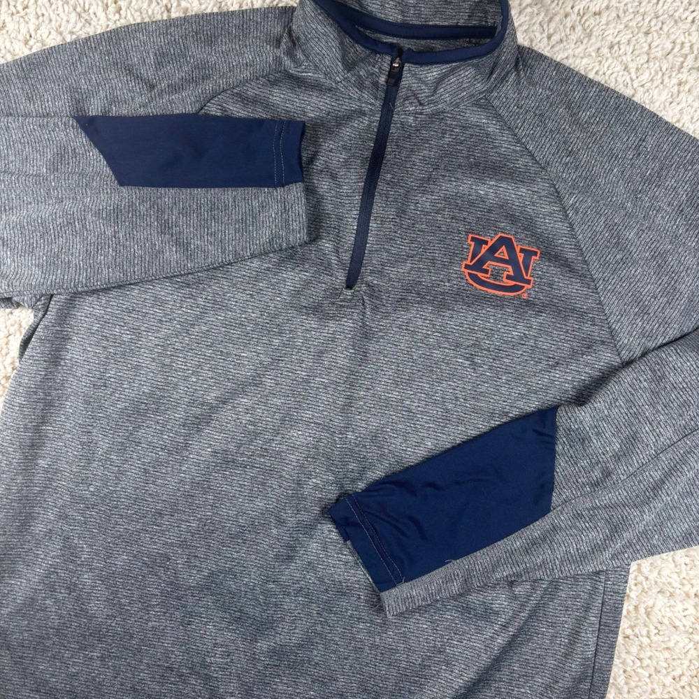Colosseum Mens Quarter Zip Pullover Medium Gray Auburn Tigers NCAA 1/4 Zip